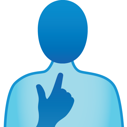 person pointing to self