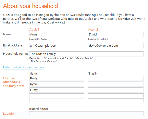 Cozi - About your household